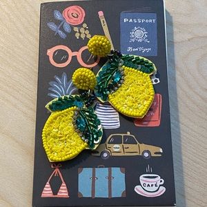 Lemon Beaded Earrings -Citrus Yellow Green Sequins